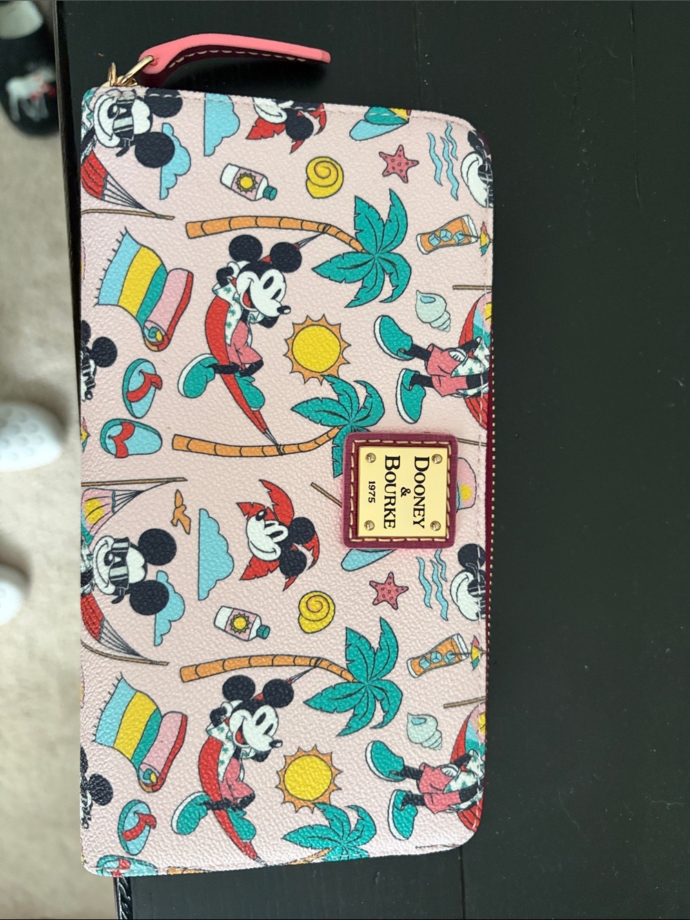 Dooney & Bourke Pink Disney Mickey Tropical Zip Wallet